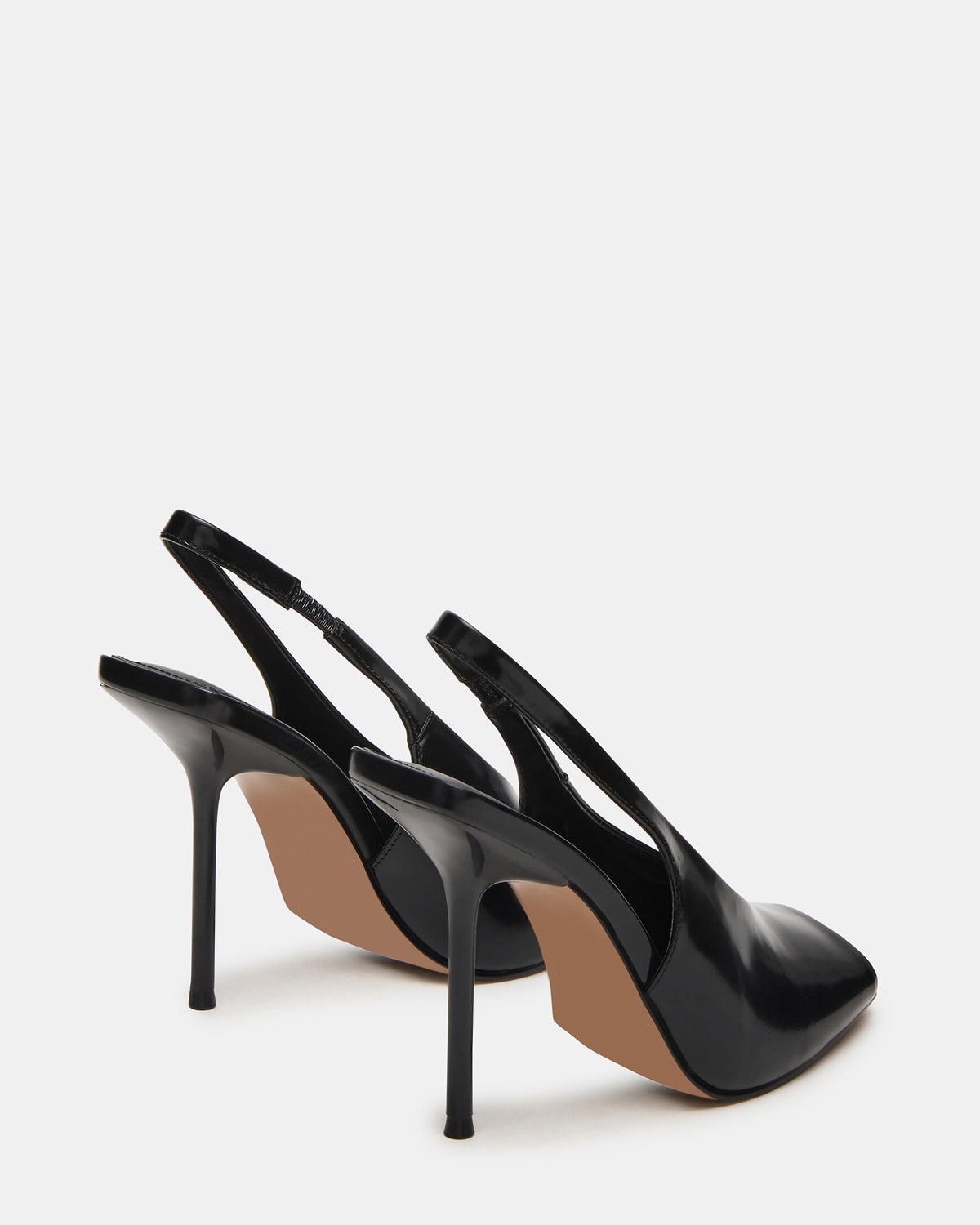 LUCIAN Black Leather Square-Toe Peep-Toe Slingback Women's Heel | Steve Madden