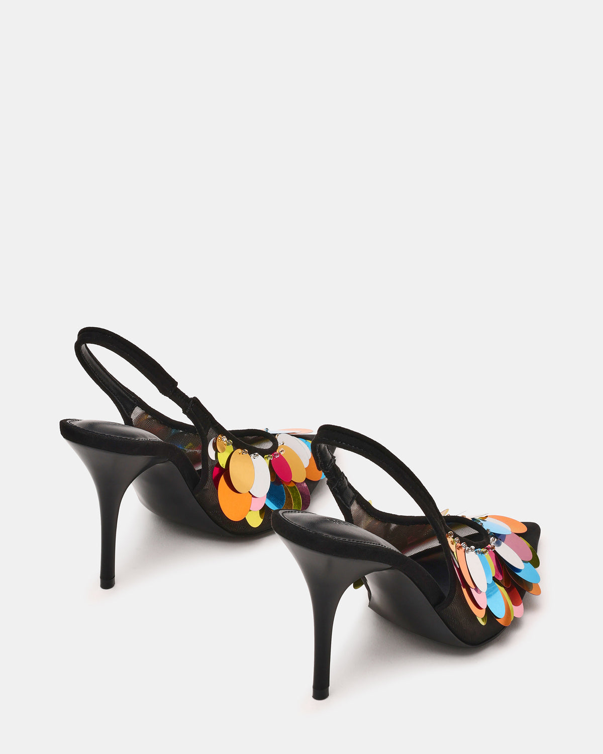 AVID Black Sequin Mesh Slingback Pointed Toe Pump Women's Heel | Steve Madden