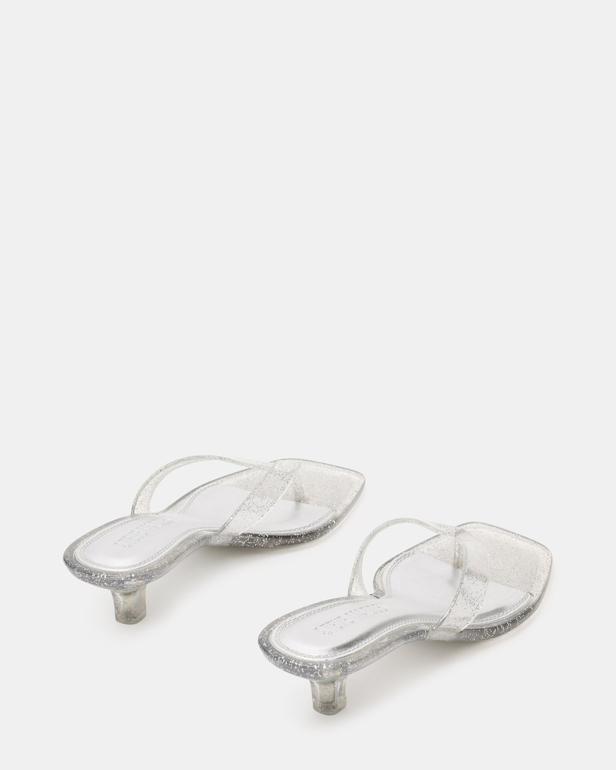 TRACIE Jelly Silver Glitter Thong Strap Women's Kitten Heel | Steve Madden