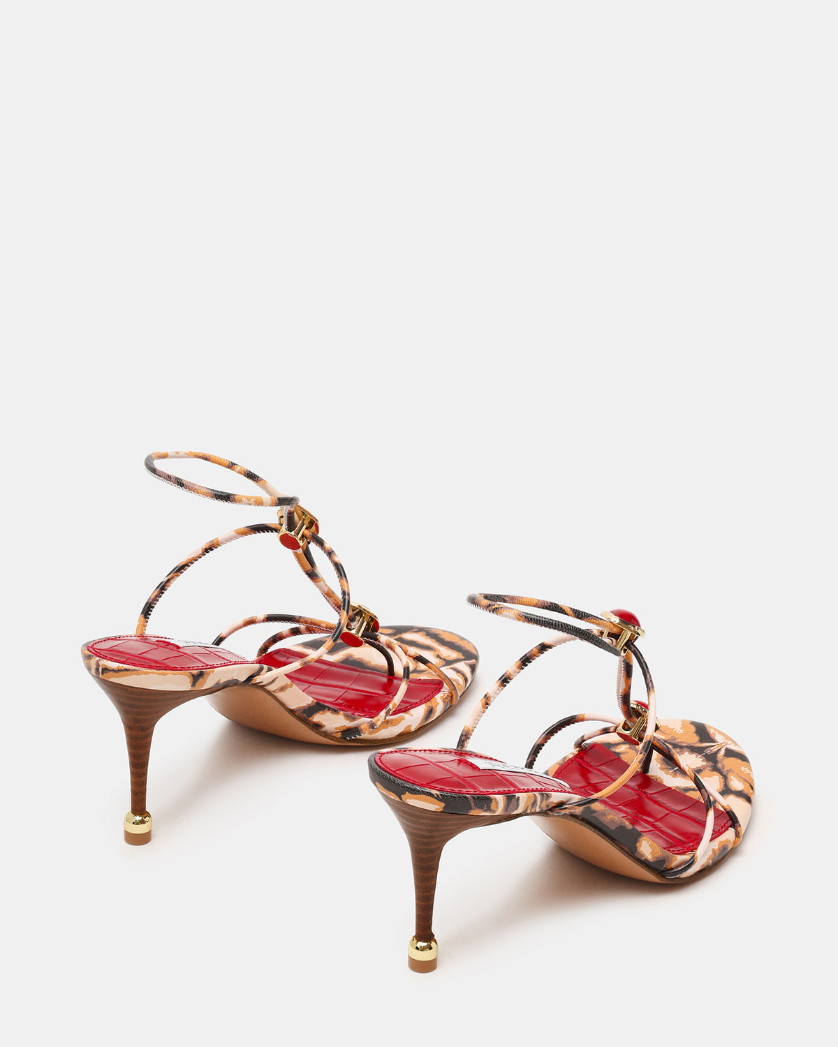 RAMOS-STONE RED/BROWN PRINT Strappy Stiletto Women's Heel | Steve Madden