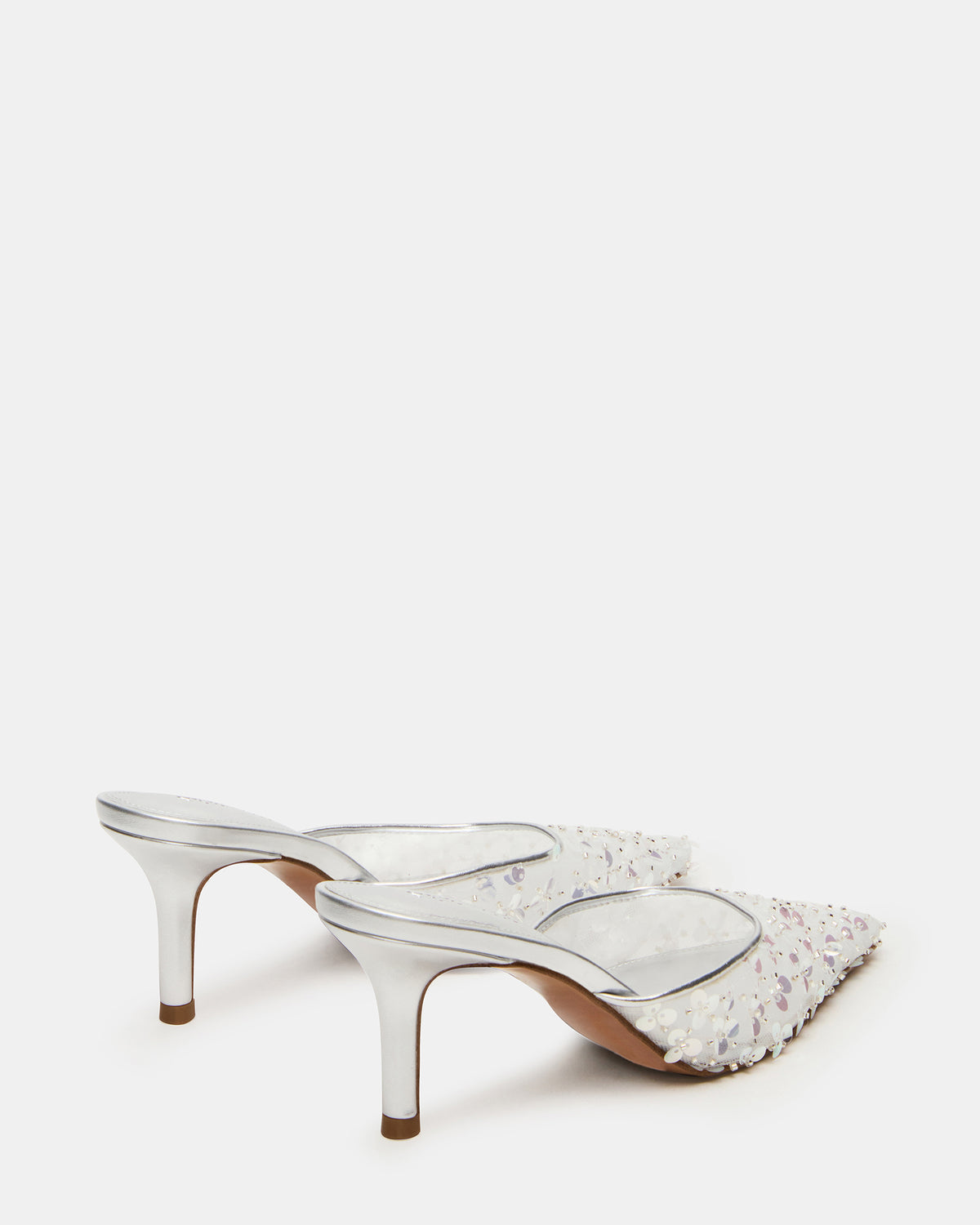 ALEXI Sequin Silver Pointed-Toe Mule Women's Heel | Steve Madden