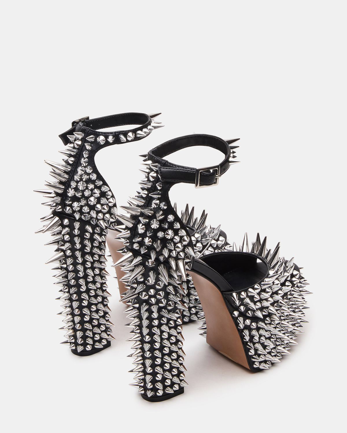 PUNK Black Platform Moto Block Heel Women's Heel | Steve Madden