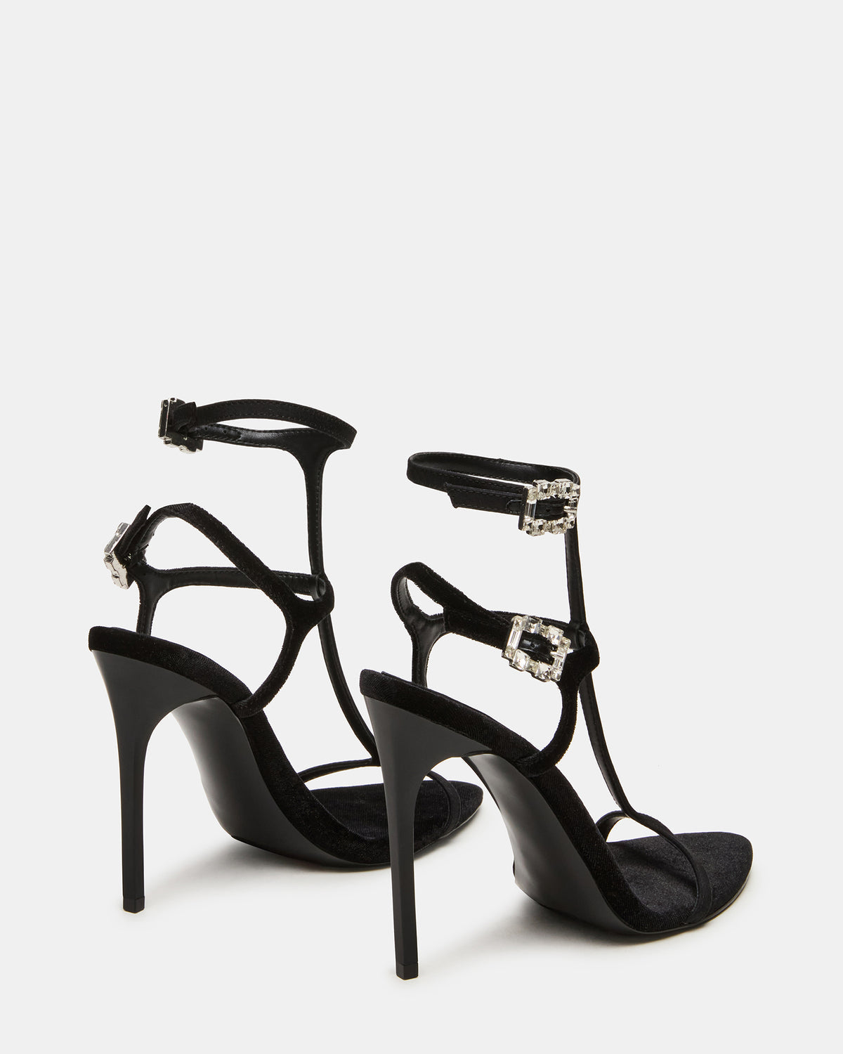 SALMA Black Multi Stiletto Strappy Open-Toe Ankle Strap Women's Heel | Steve Madden