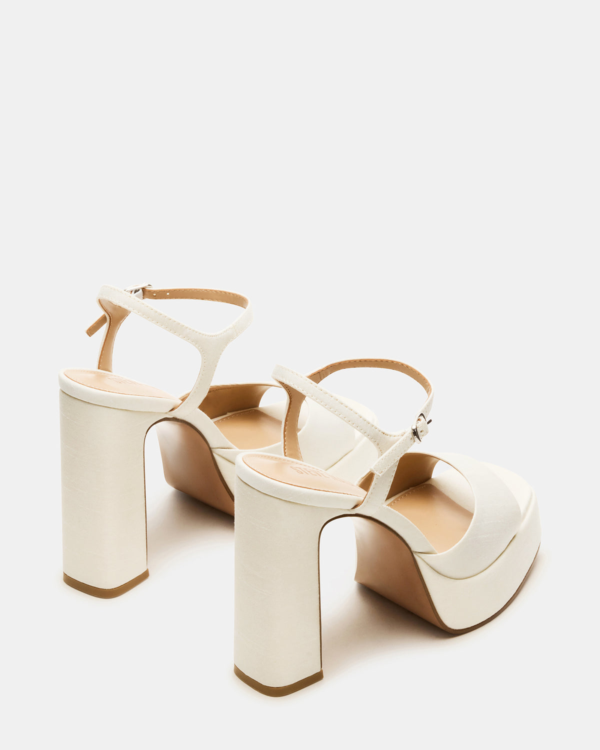 LINADRA Ivory Satin Women's Platform Square-Toe Strappy Heel | Steve Madden