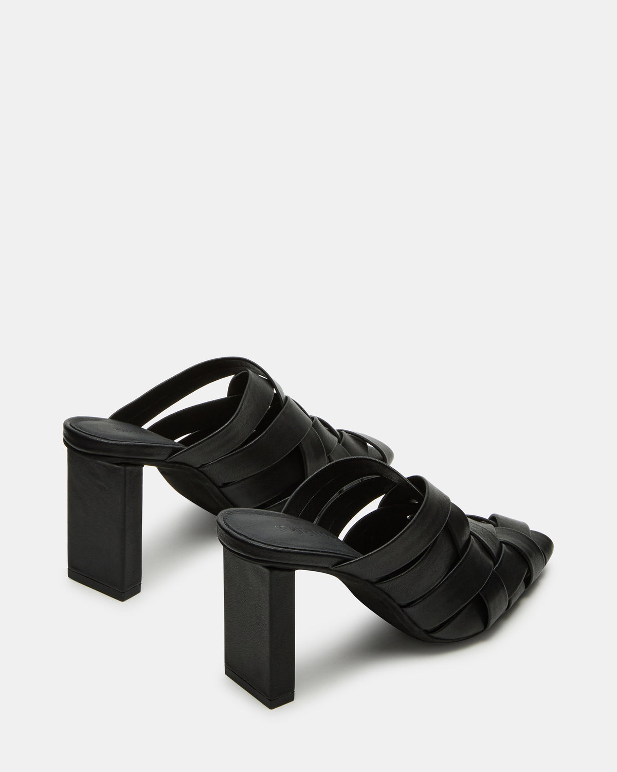 NAKITA Black Square-Toe Woven Mule Women's Heel | Steve Madden