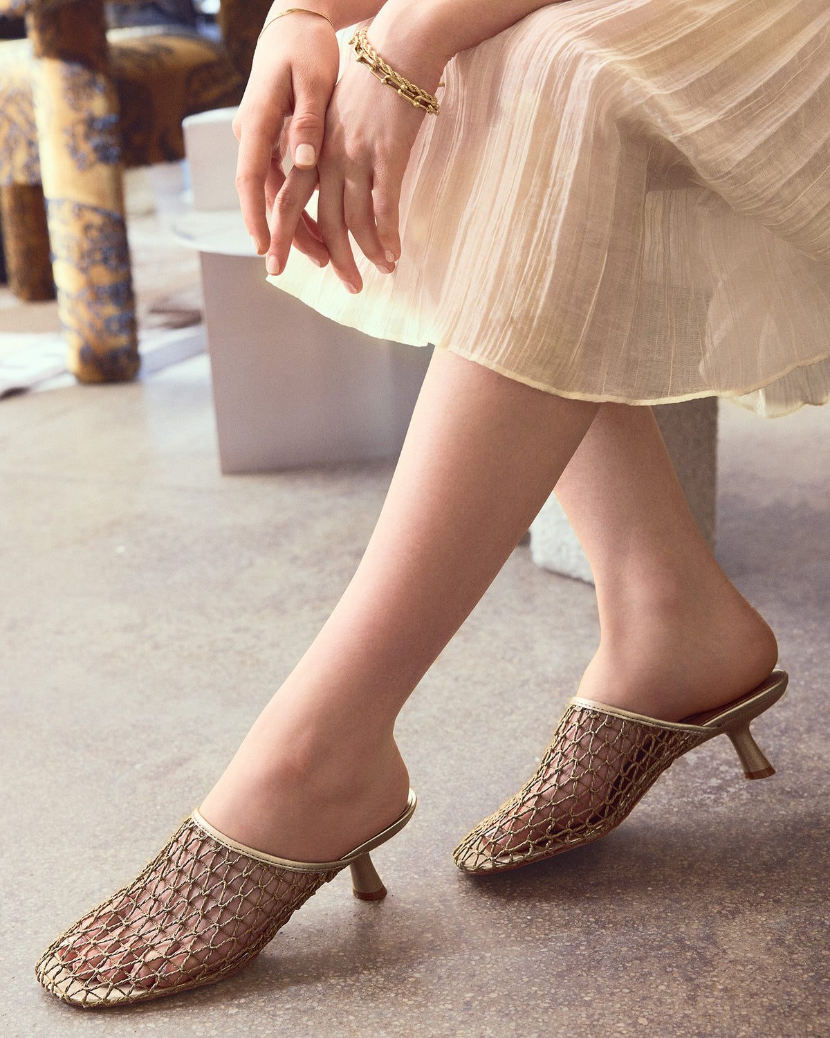 XRAY Gold Women's Caged Net Mule Heel | Steve Madden