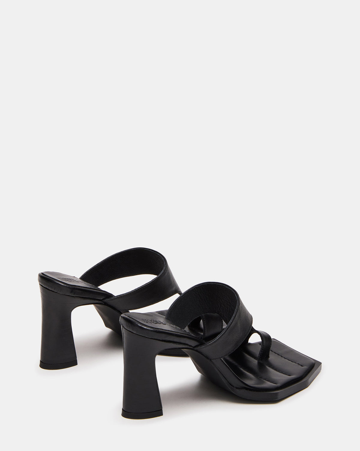 ALAMEDA Black Leather Square-Toe Mule Women's Heel | Steve Madden