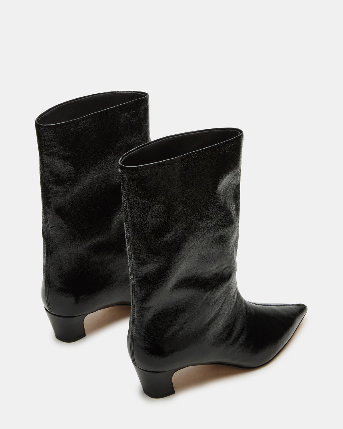 LYTTON Black Patent Pointed-Toe Kitten Heel Women's Ankle Boot | Steve Madden