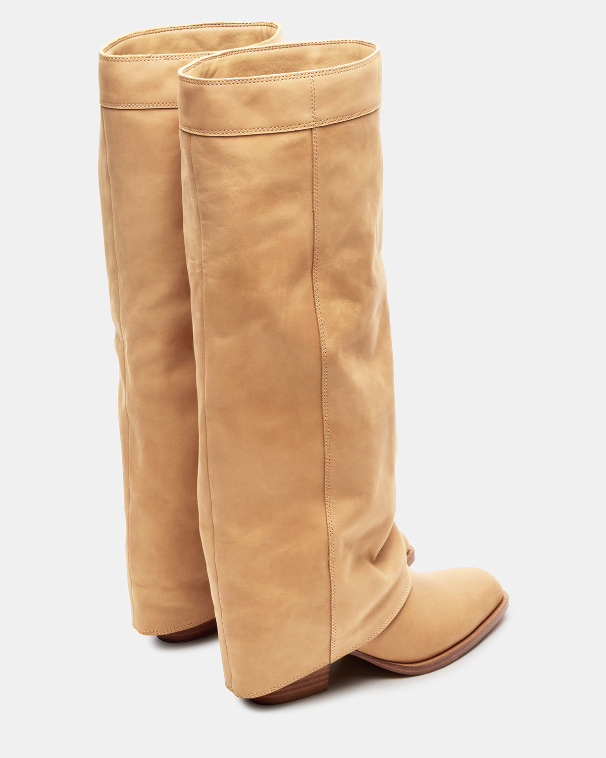 WINNICK Banana Leather Knee-High Cuffed Fold-Over Block Heel Women's Boot | Steve Madden