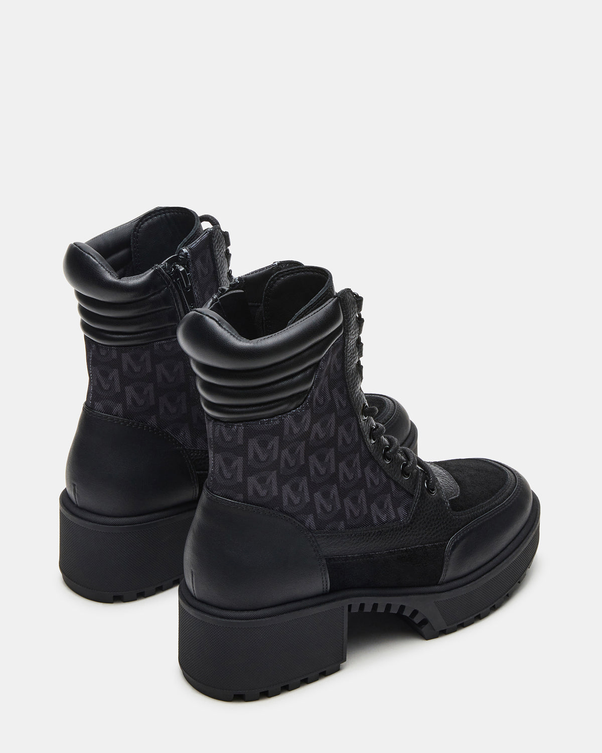 HIKER Black Multi Platform Lug Lace-Up Women's Anke Boot | Steve Madden