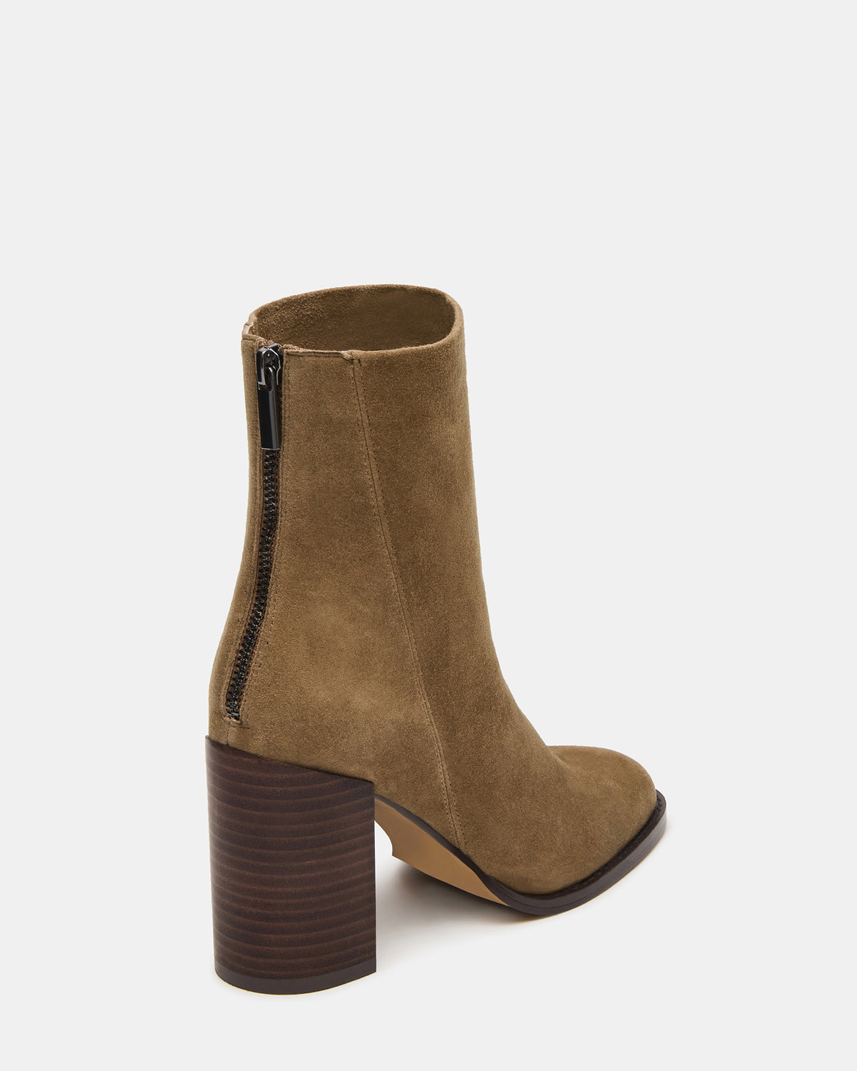 OBSESSION Taupe Suede Rounded Toe Block Heel Women's Ankle Boot | Steve Madden