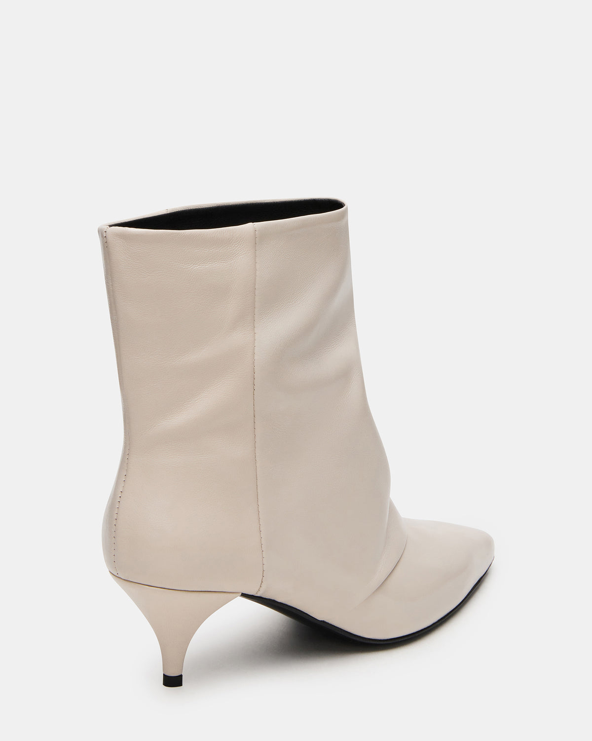 SHINER White Leather Pointed-Toe Kitten Heel Women's Ankle Boot | Steve Madden