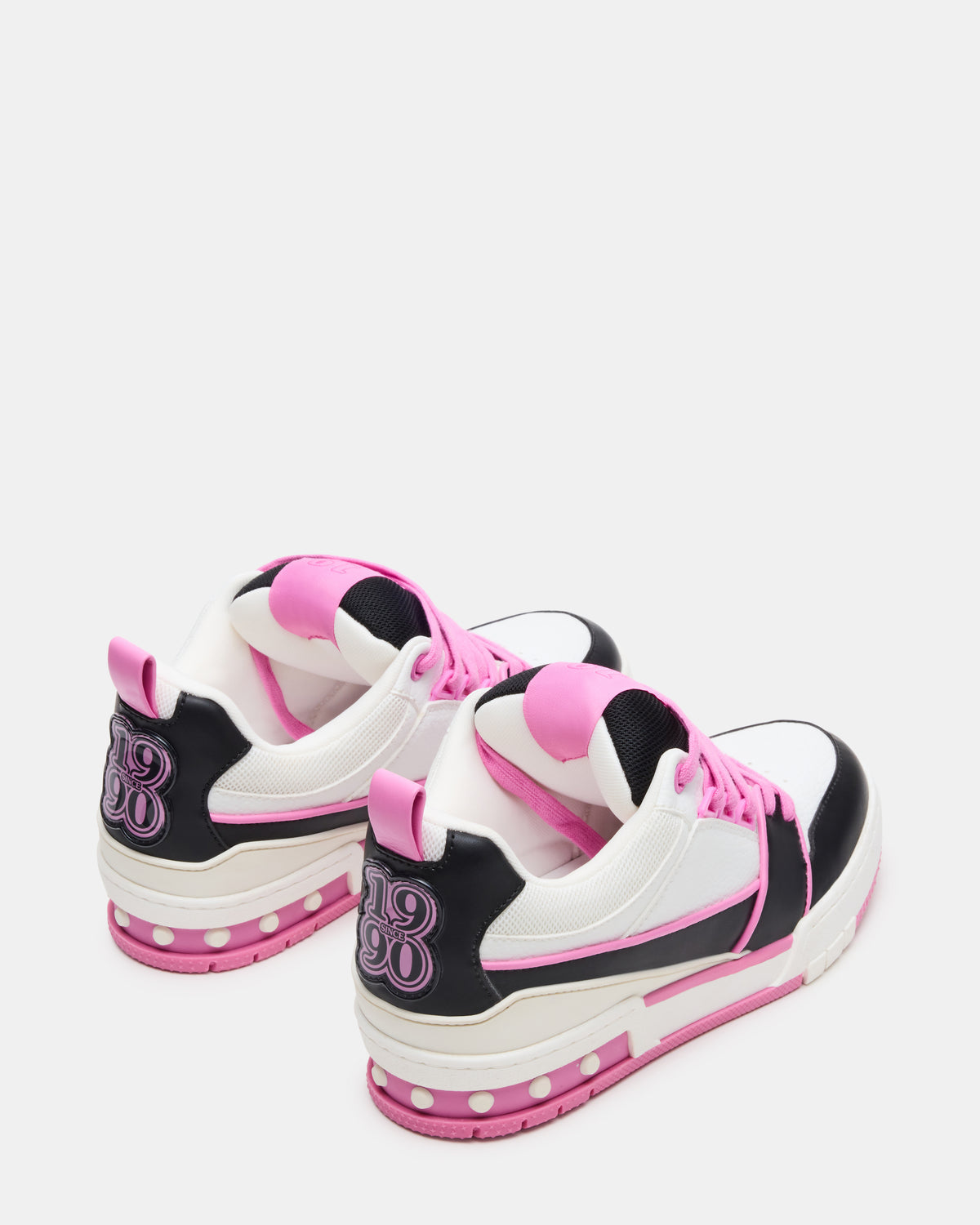 SKATER Black/Pink Low-Top Lace-Up Women's Sneaker | Steve Madden
