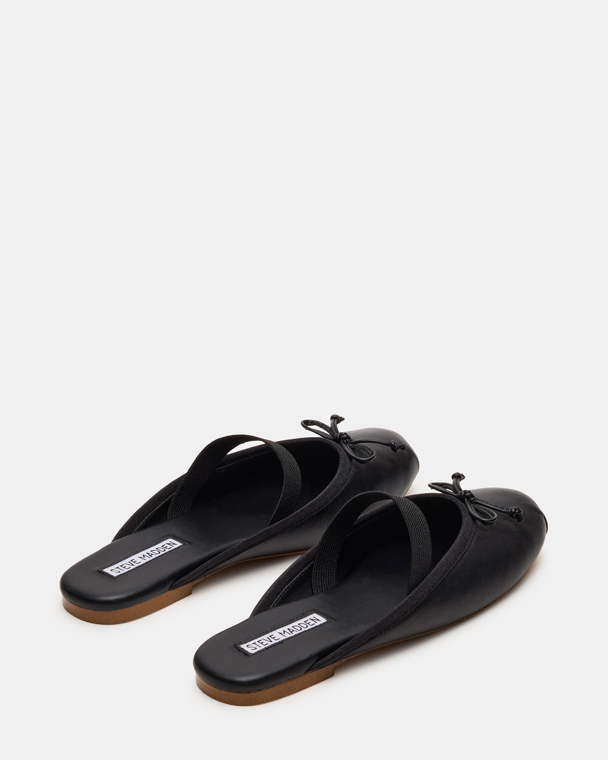 CUTESY Black Leather Slip-On Ballet Mule Women's Flat | Steve Madden
