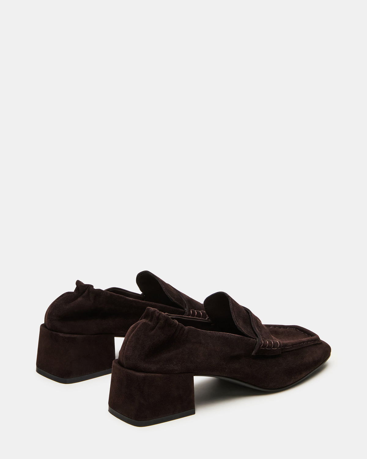 ESTEE Brown Suede Square-Toe Heeled Women's Loafer | Steve Madden