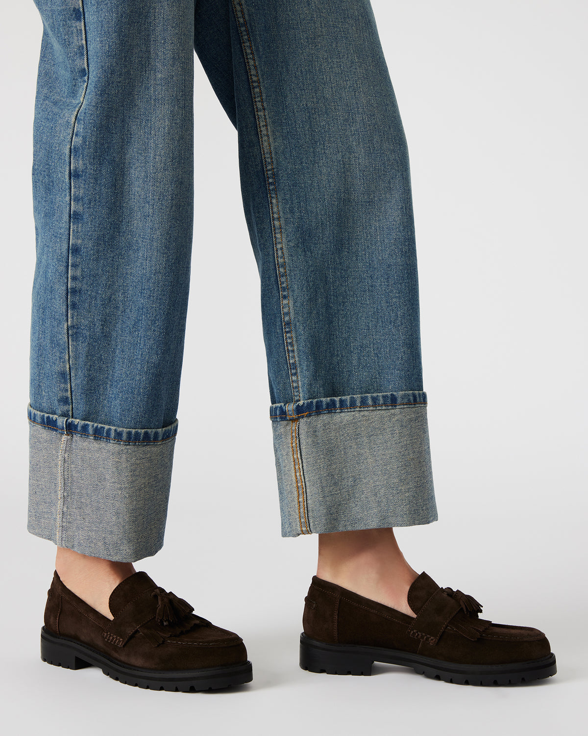MINKA Black Leather Women's Platform Lug Sole Loafer | Steve Madden