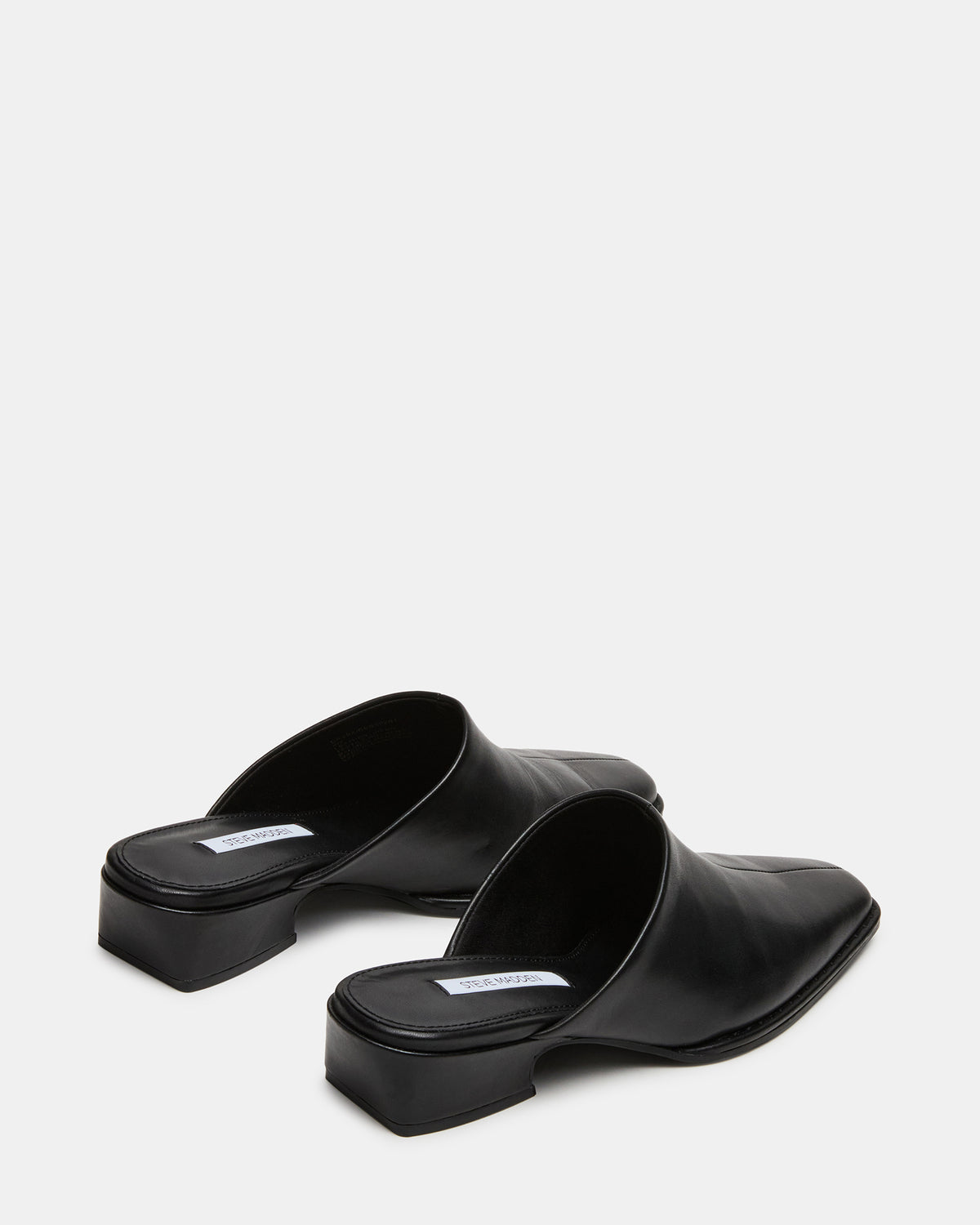 DESSA Black Leather Square-Toe Mule Women's Flat | Steve Madden