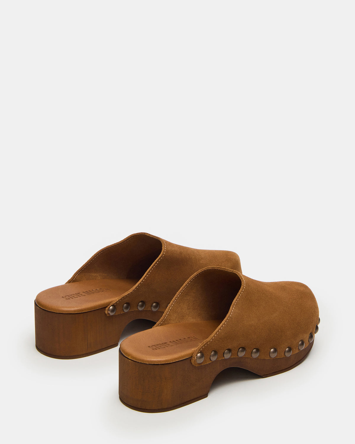 DANVER Chestnut Suede Studded Slip-On Mule Clog Women's Flat | Steve Madden