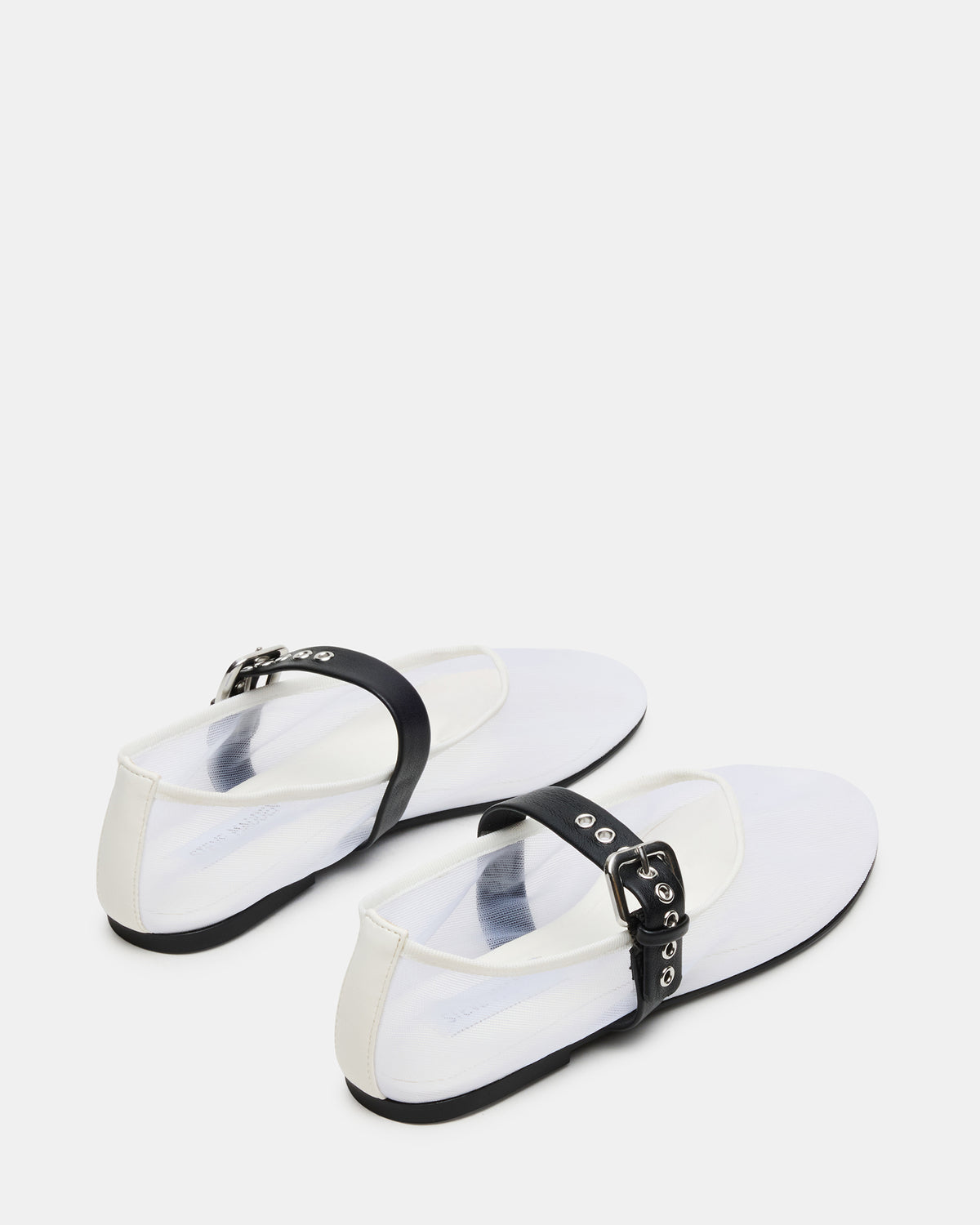 MITSY White/Black Mary Jane Mesh Ballet Women's Flat | Steve Madden