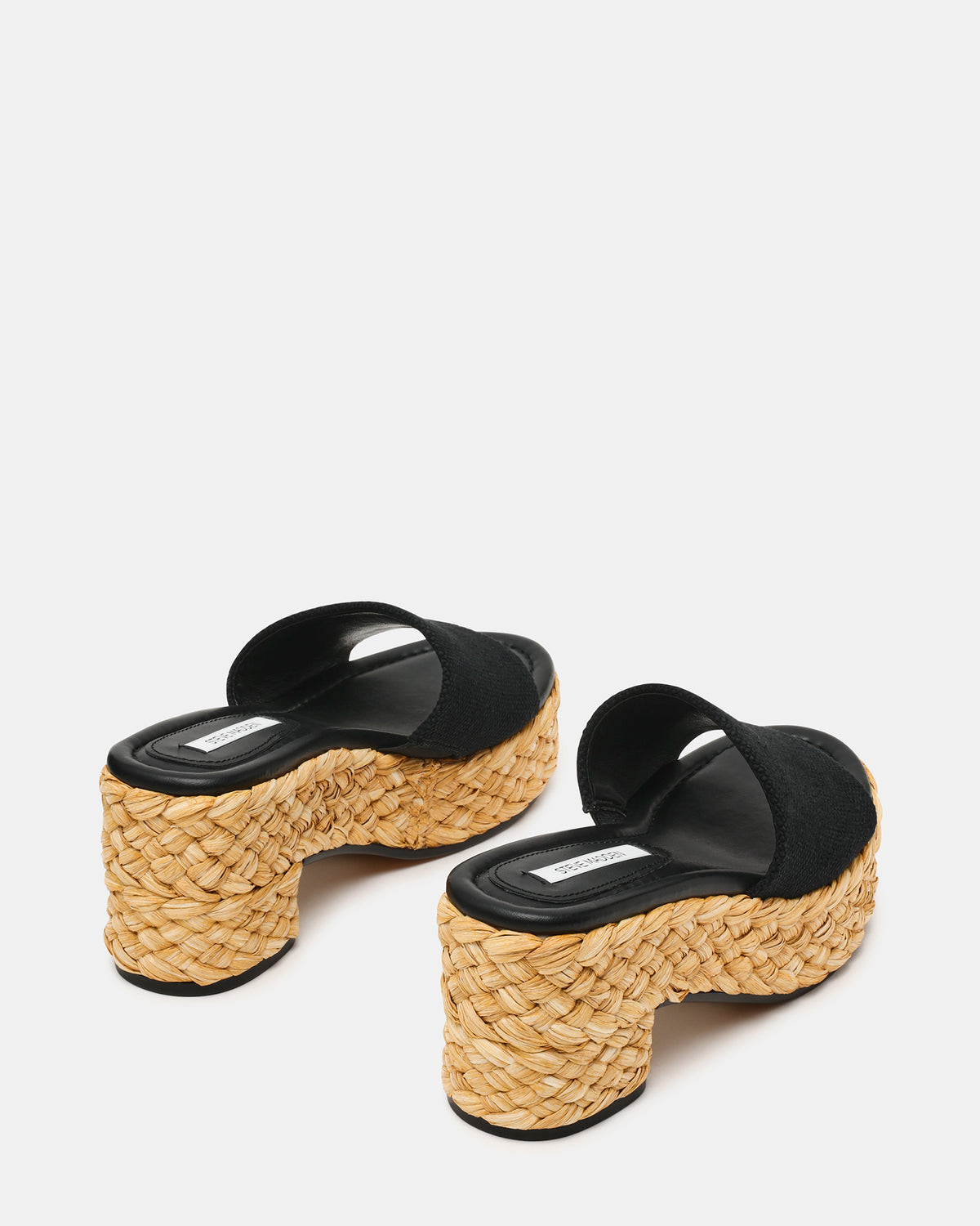 DOCK Raffia Black Platform Mule Women's Sandal | Steve Madden