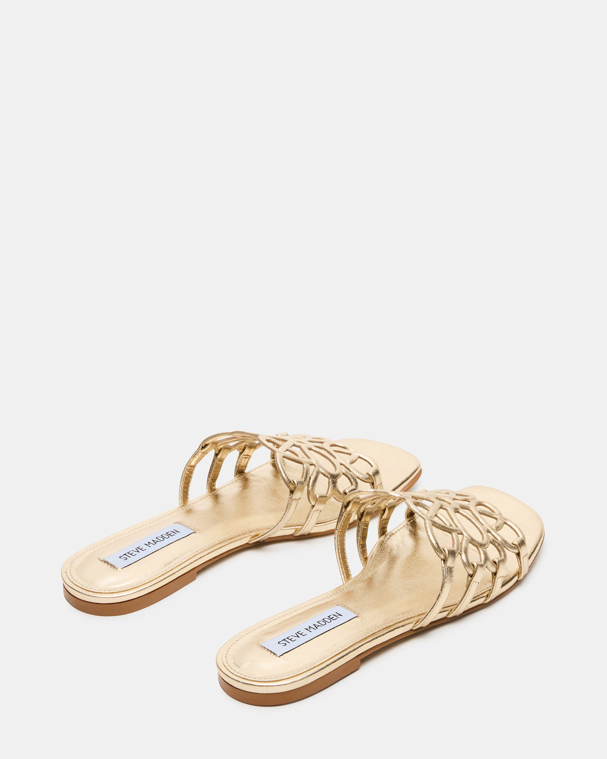 LOTUS Gold Leather Square-Toe Slide Women's Sandal | Steve Madden