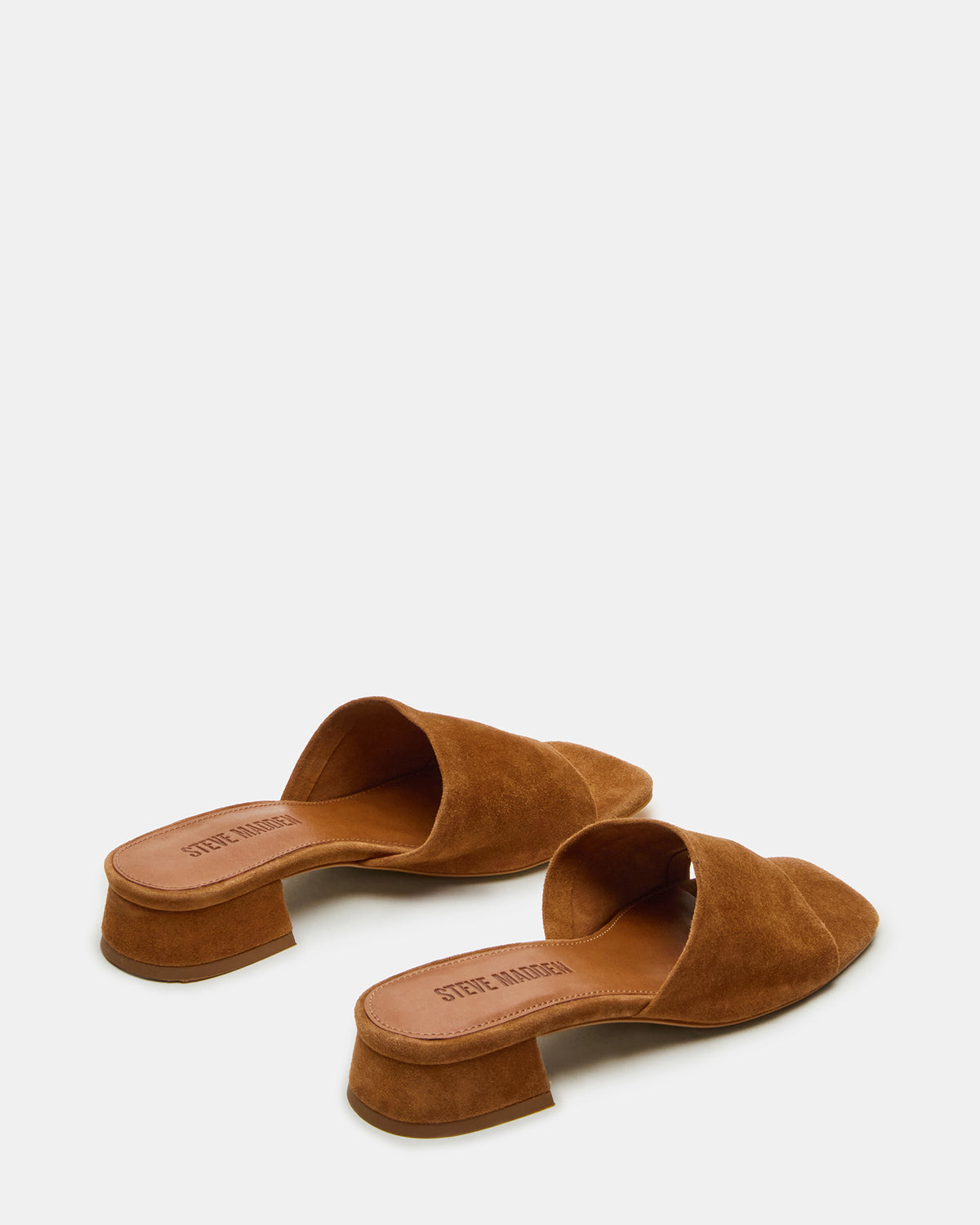 MONTGOMERY Chestnut Suede Square-Toe Slide Mule Women's Sandal | Steve Madden