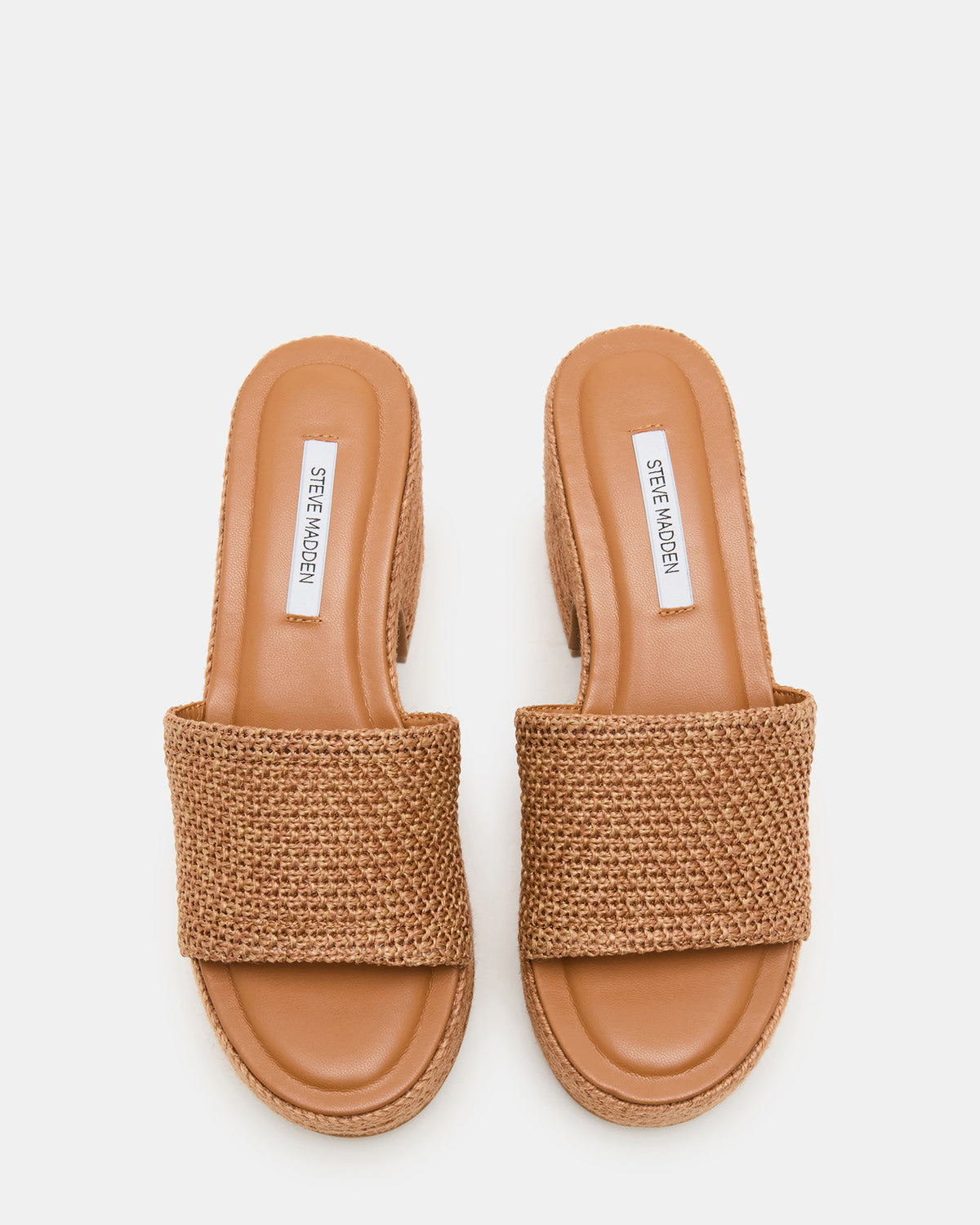 TRIPPY Cognac Raffia Platform Mule Women's Sandal | Steve Madden