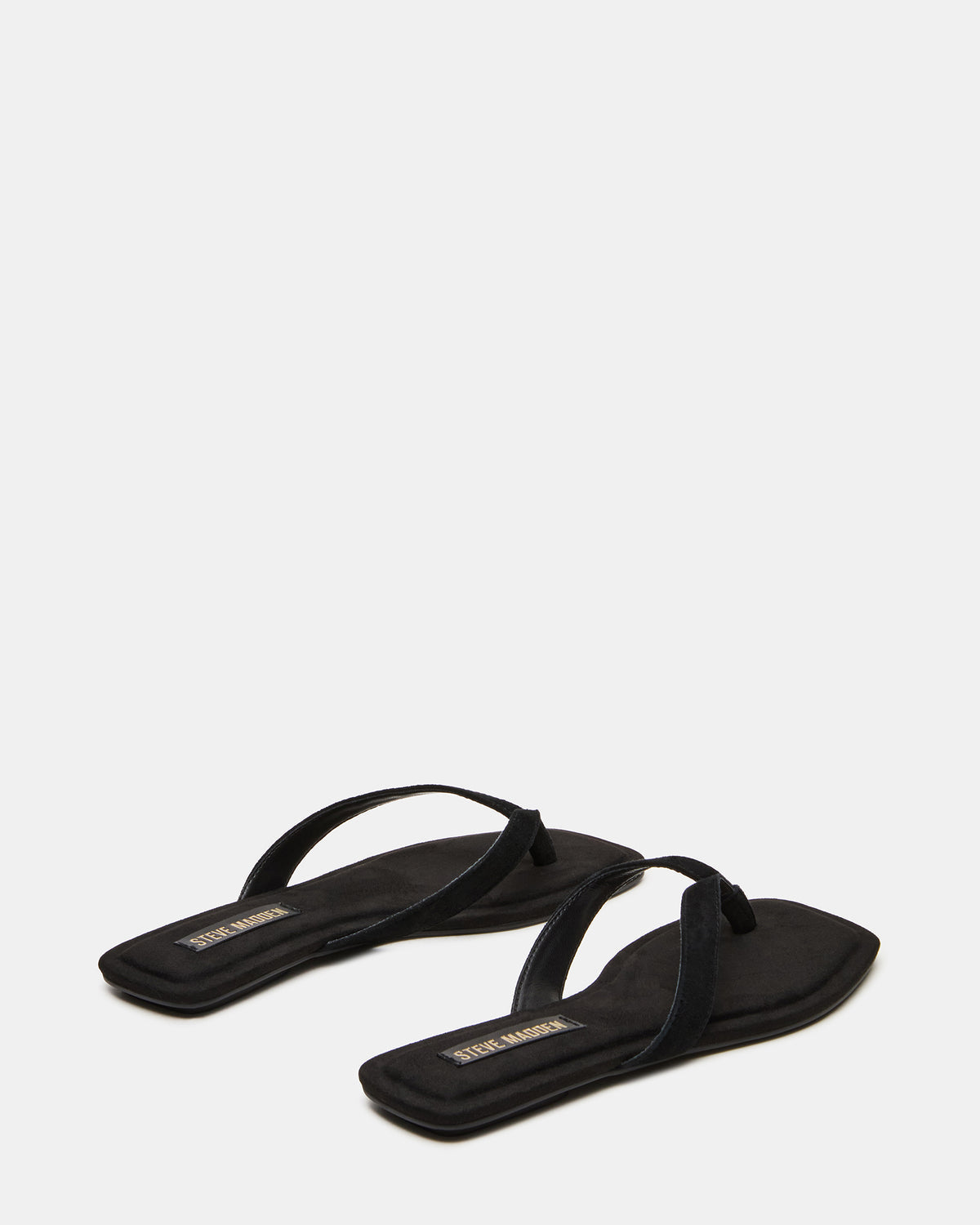 TRELLA Black Suede Square-Toe Thong Women's Sandal | Steve Madden