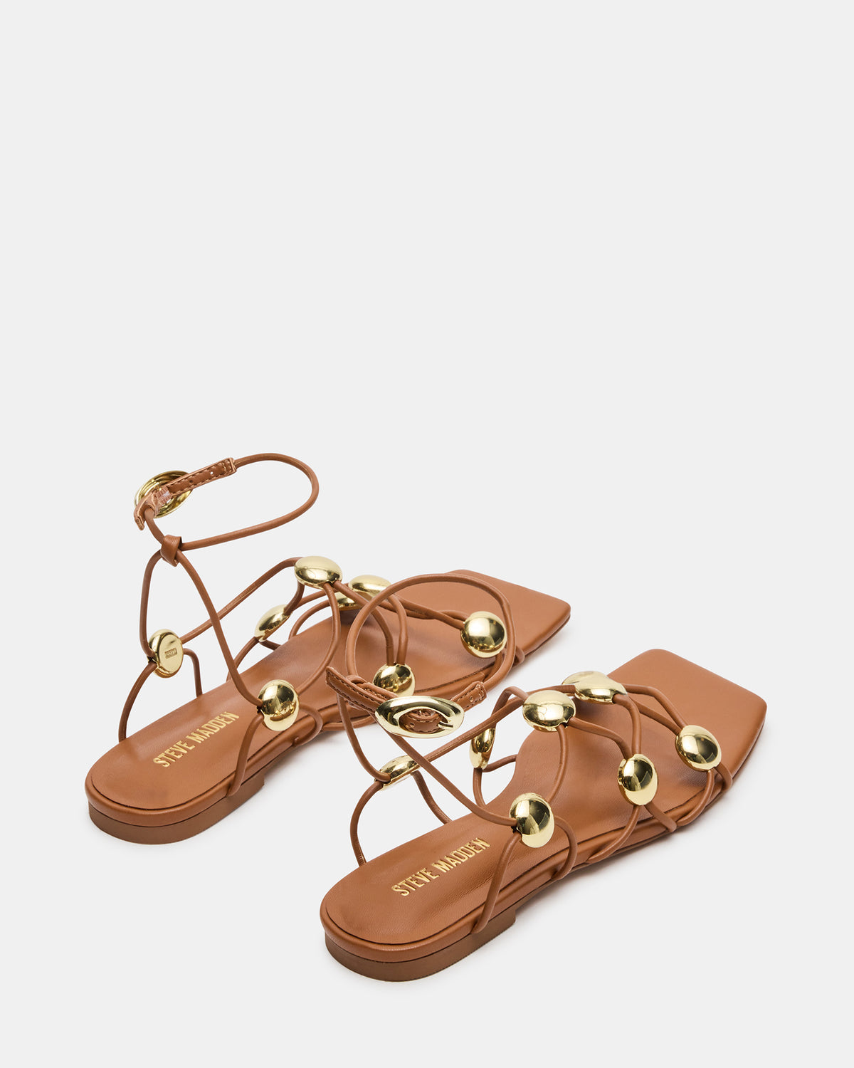 TIDES Cognac Strappy Square-Toe Women's Sandal | Steve Madden