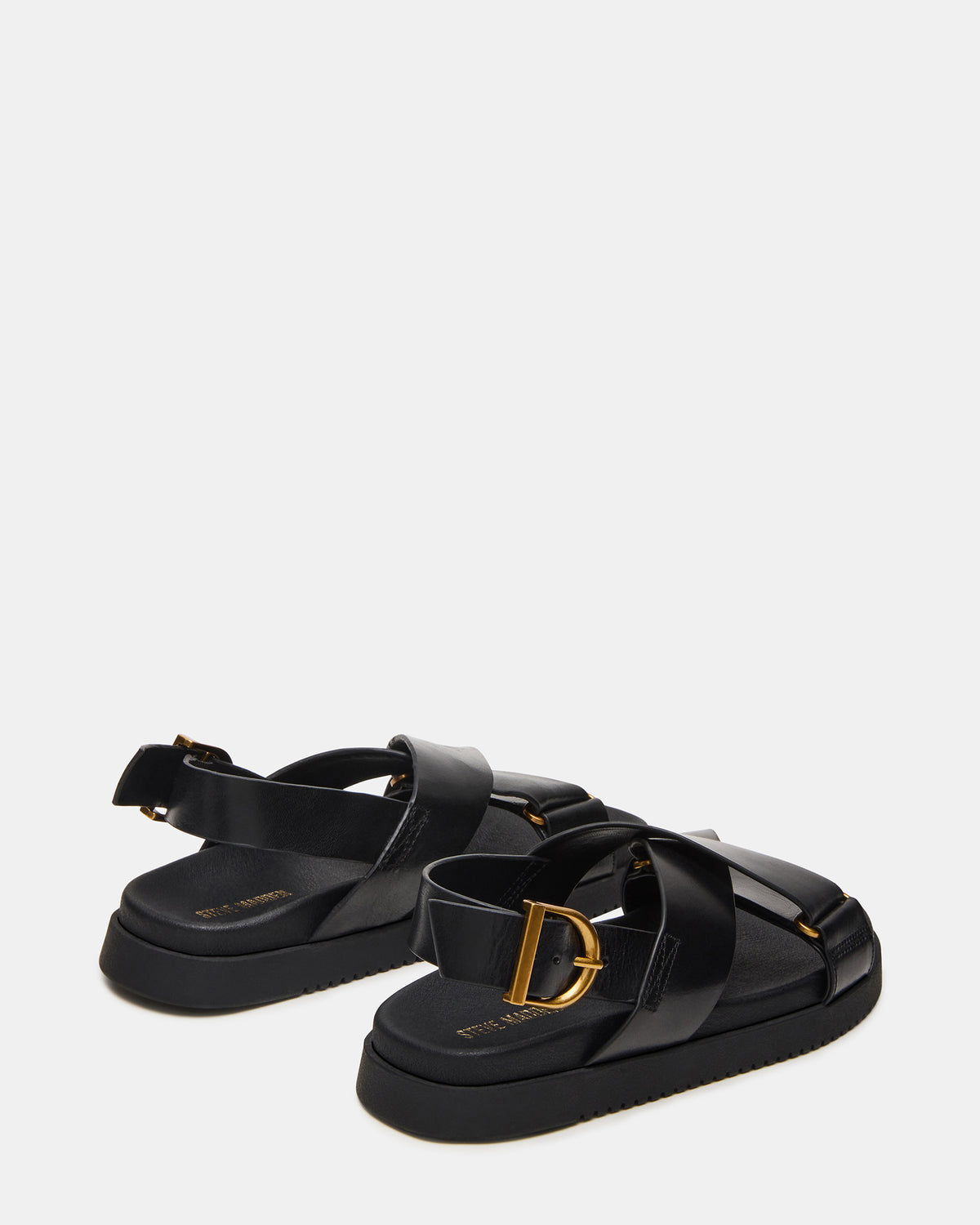 DONELLI Black Leather Strappy Footbed Women's Sandal | Steve Madden