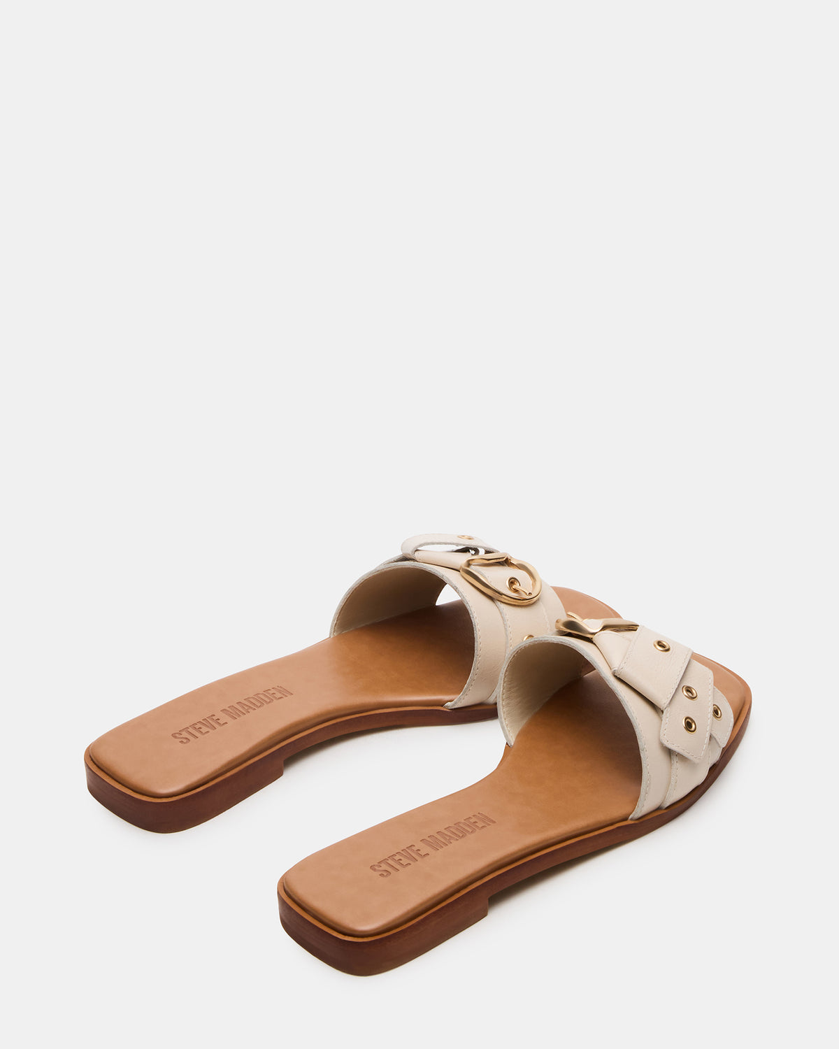 HILARIA Bone Leather Square-Toe Slide Women's Sandal | Steve Madden