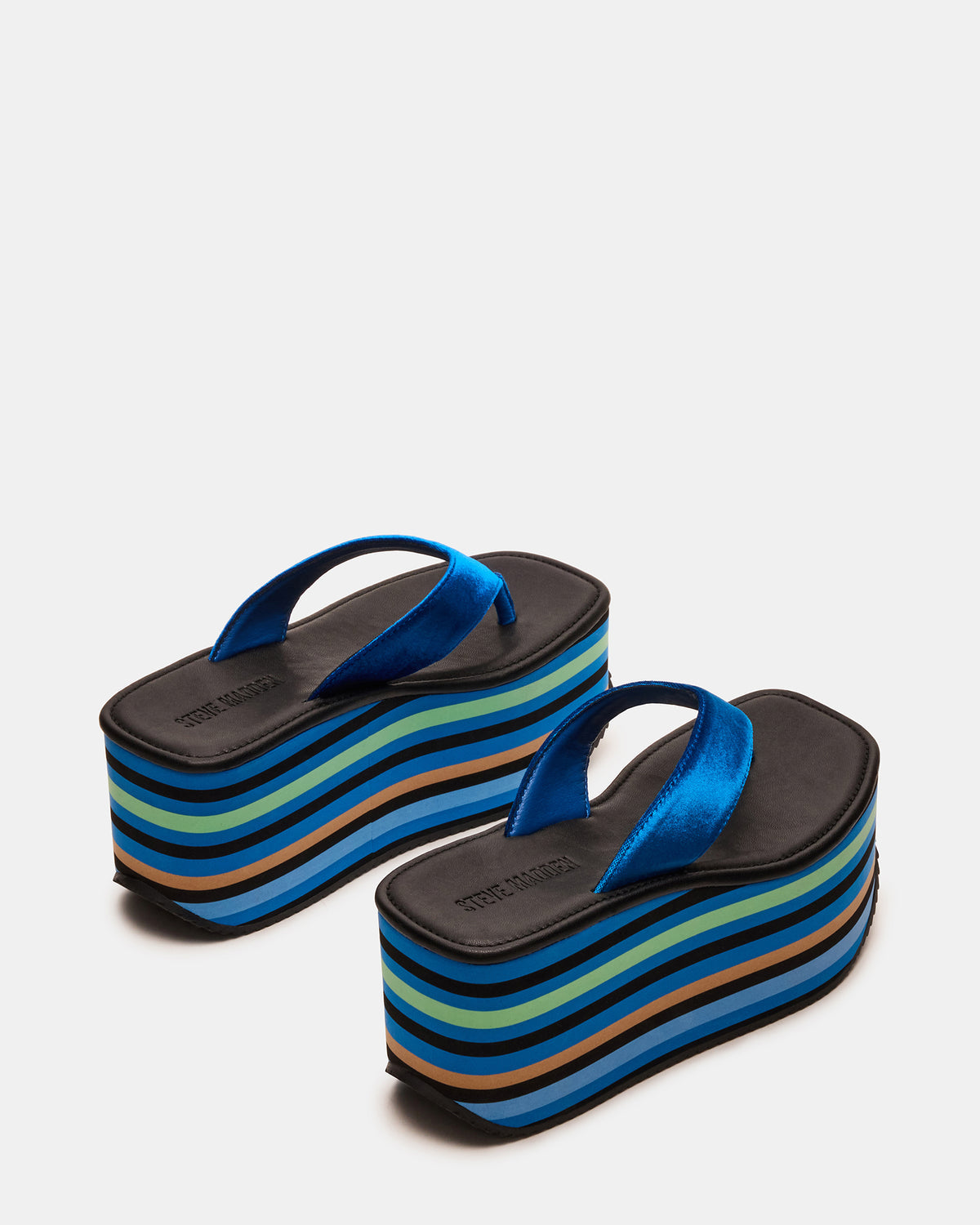 SEVILLA Blue Multi Thong Platform Chunky Flatform Square-Toe Women's Sandal | Steve Madden