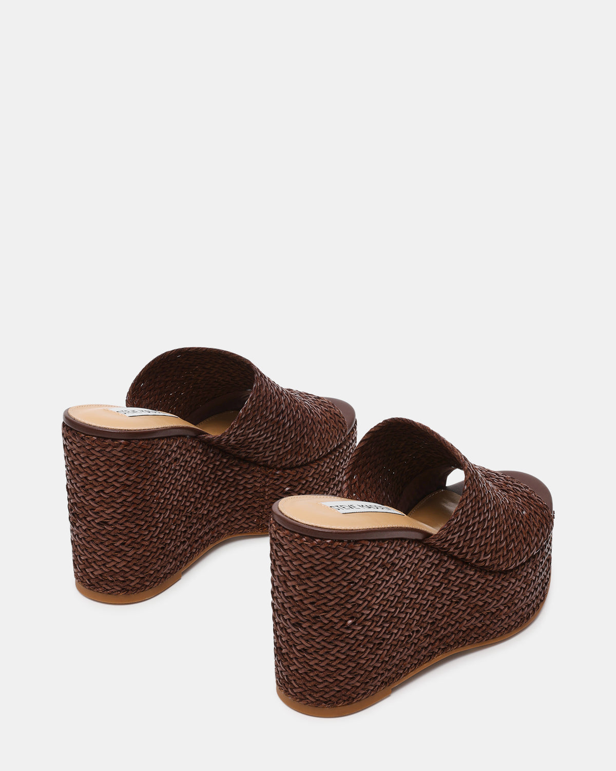 CASSI Brown Platform Raffia Wedge Women's Sandal | Steve Madden
