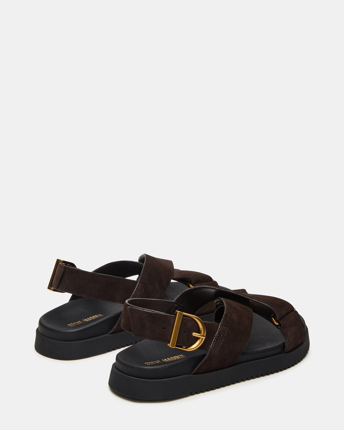 DONELLI Brown Suede Strappy Footbed Women's Sandal | Steve Madden