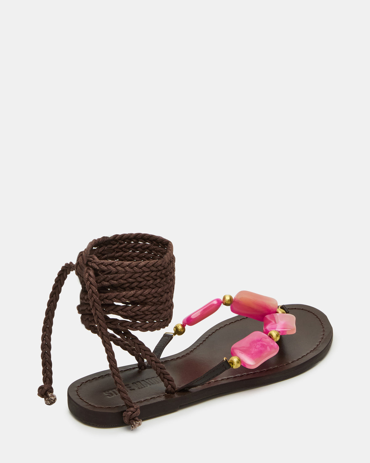 TASHA Pink Multi Strappy Lace-Up Flat Women's Sandal | Steve Madden