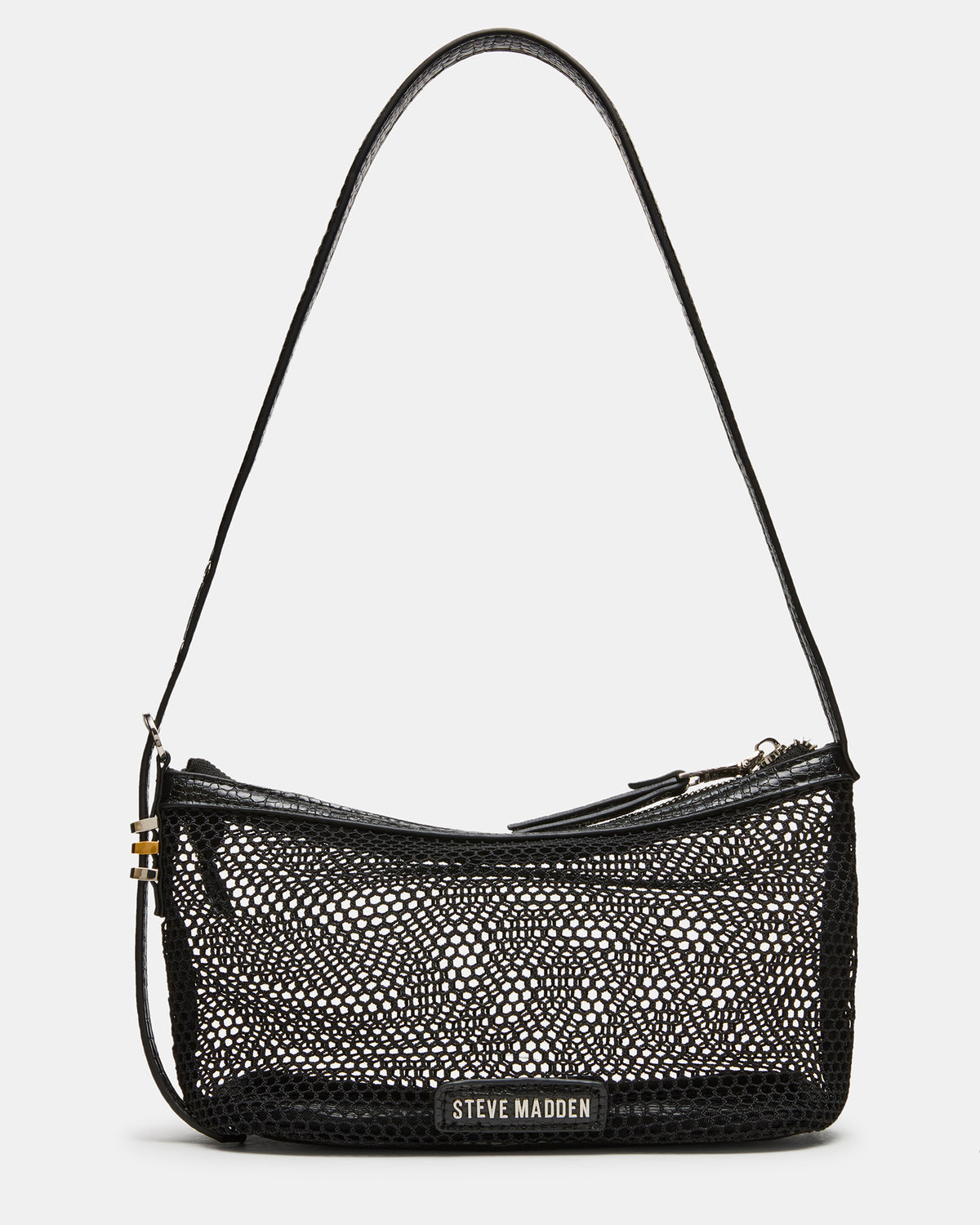 VIXEN Bag Black Shoulder Strap Mesh Structured Bottom Women's Handbag | Steve Madden