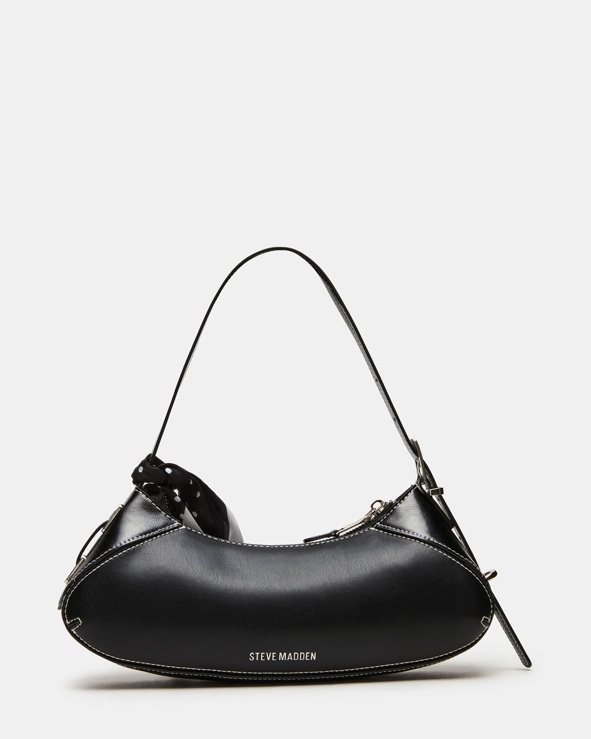 ROXEY Bag Black Crescent-Shaped Top-Zipper Shoulder Strap Handbag | Steve Madden