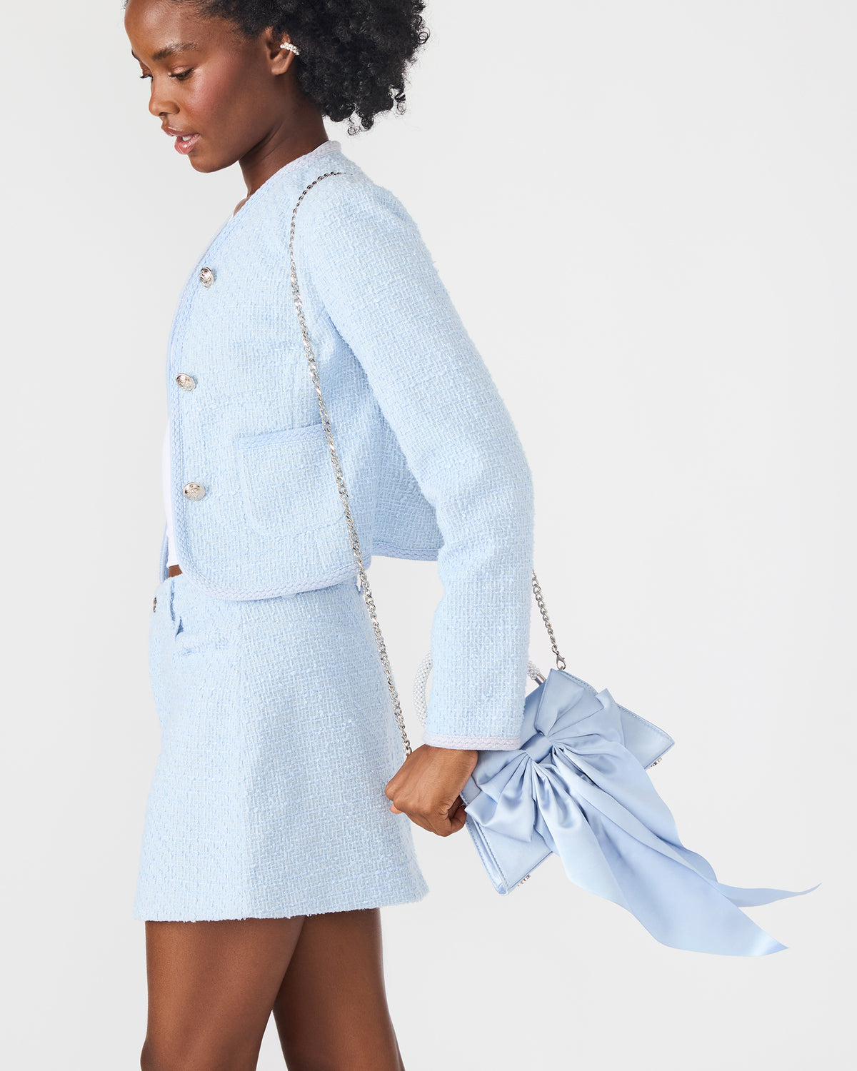 COSETTE Bag Blue Beaded Top-Handle Mini Handbag | Steve Madden