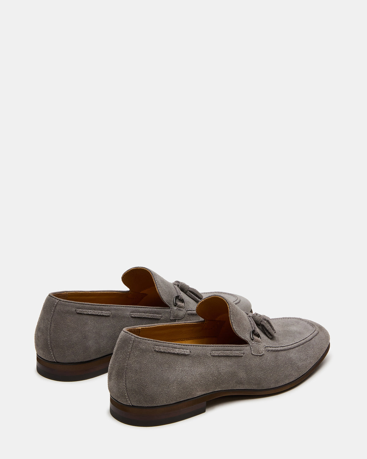 LOGAN Light Grey Suede Tassel Slip-On Men's Loafer | Steve Madden