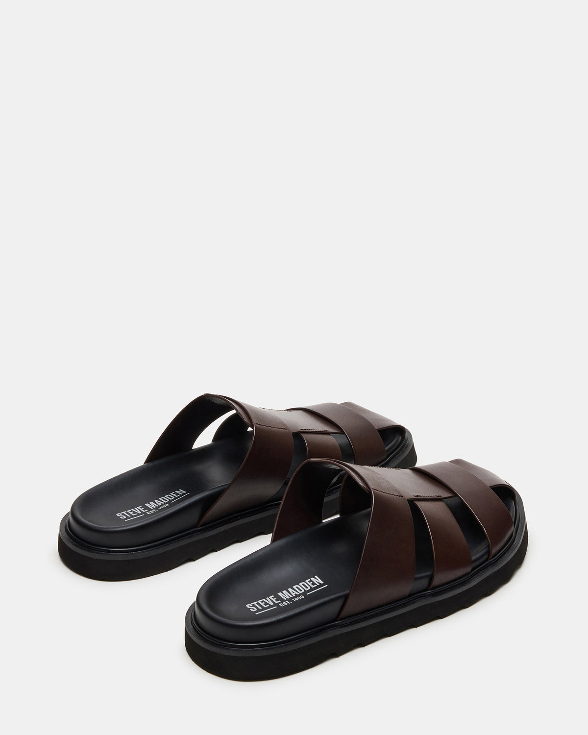 BLAZET Brown Leather Footbed Fisherman Men's Sandal | Steve Madden