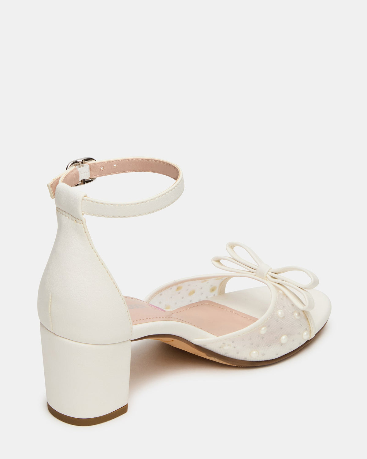 Kids' ADIA White Mesh Block Heel Girls' Heel | Steve Madden
