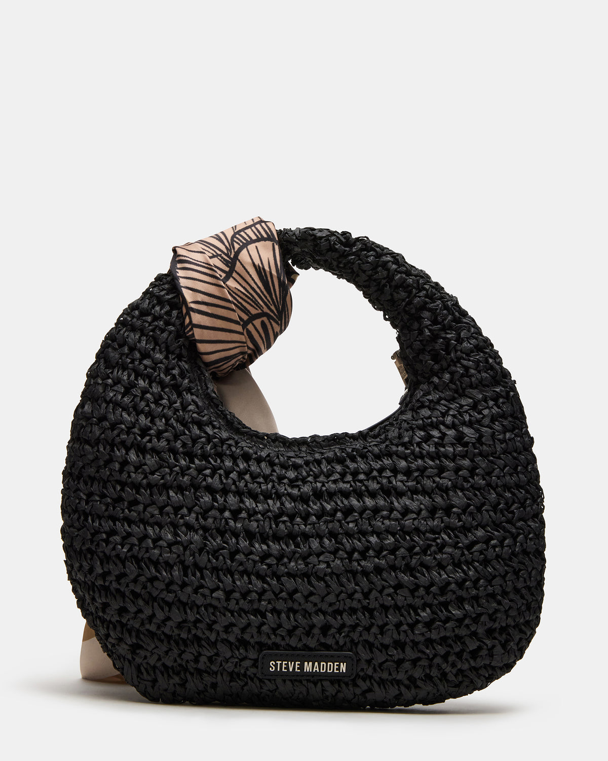 DAENRYS Black Women's Crescent Shaped Straw Shoulder Bag | Steve Madden