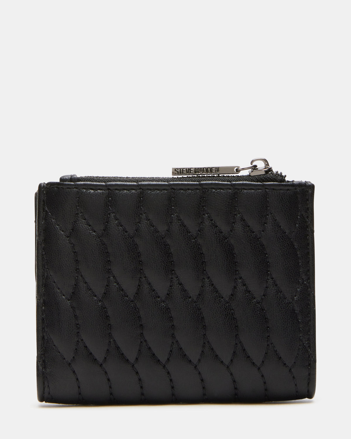 BAZAR Wallet Black Quilted Top-Zipper Button-Snap Mini Wallet | Steve Madden