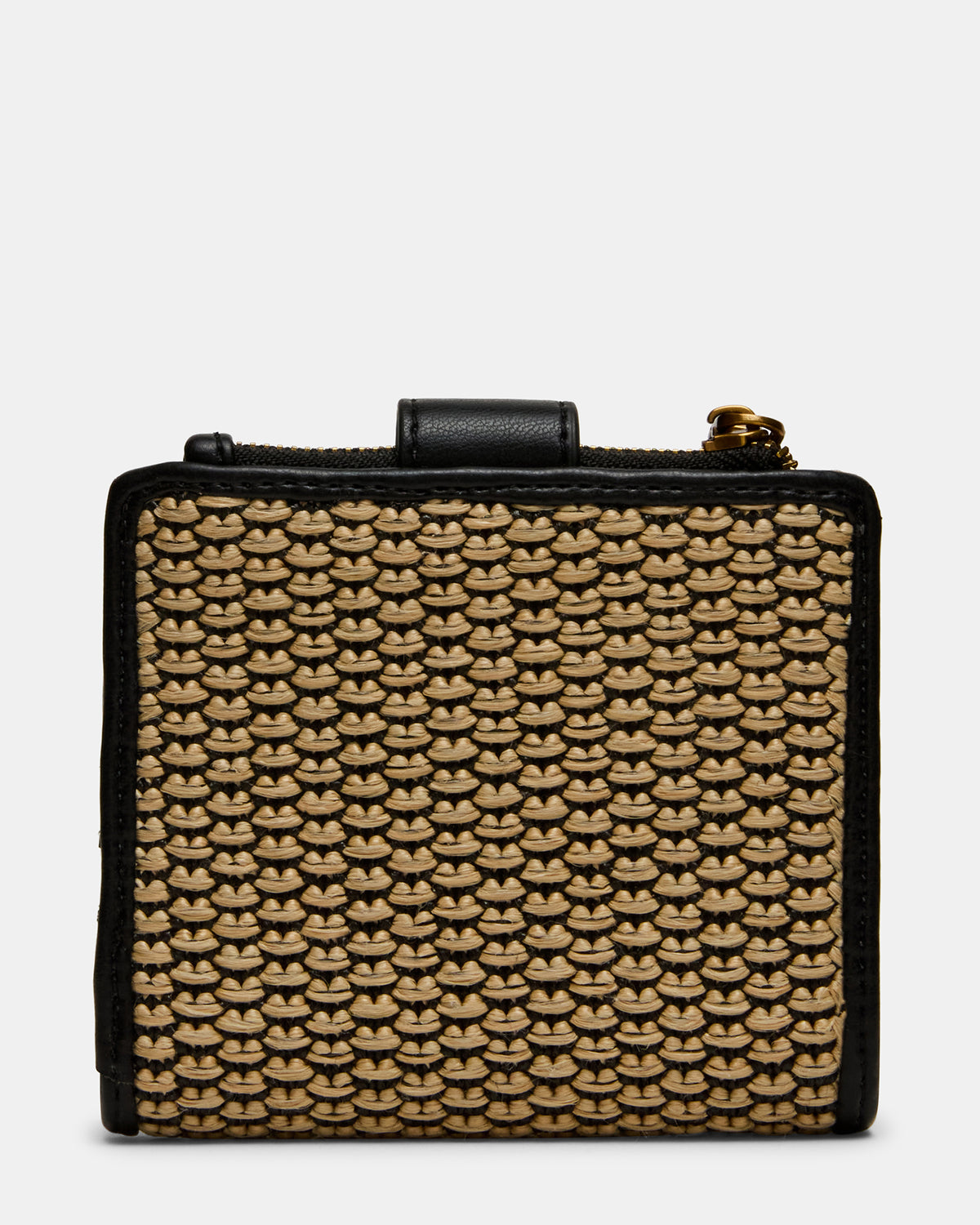 JEM STRAW Black Natural Bifold Wallet | Steve Madden
