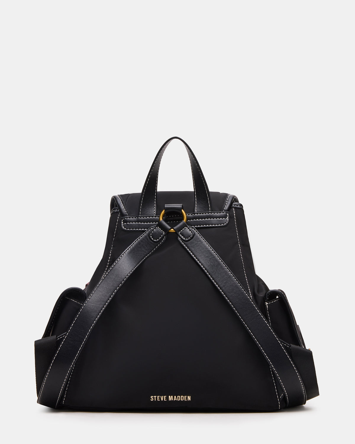 STUDIO Bag Black Nylon Cargo Pocket Drawstring Women's Backpack Handbag | Steve Madden