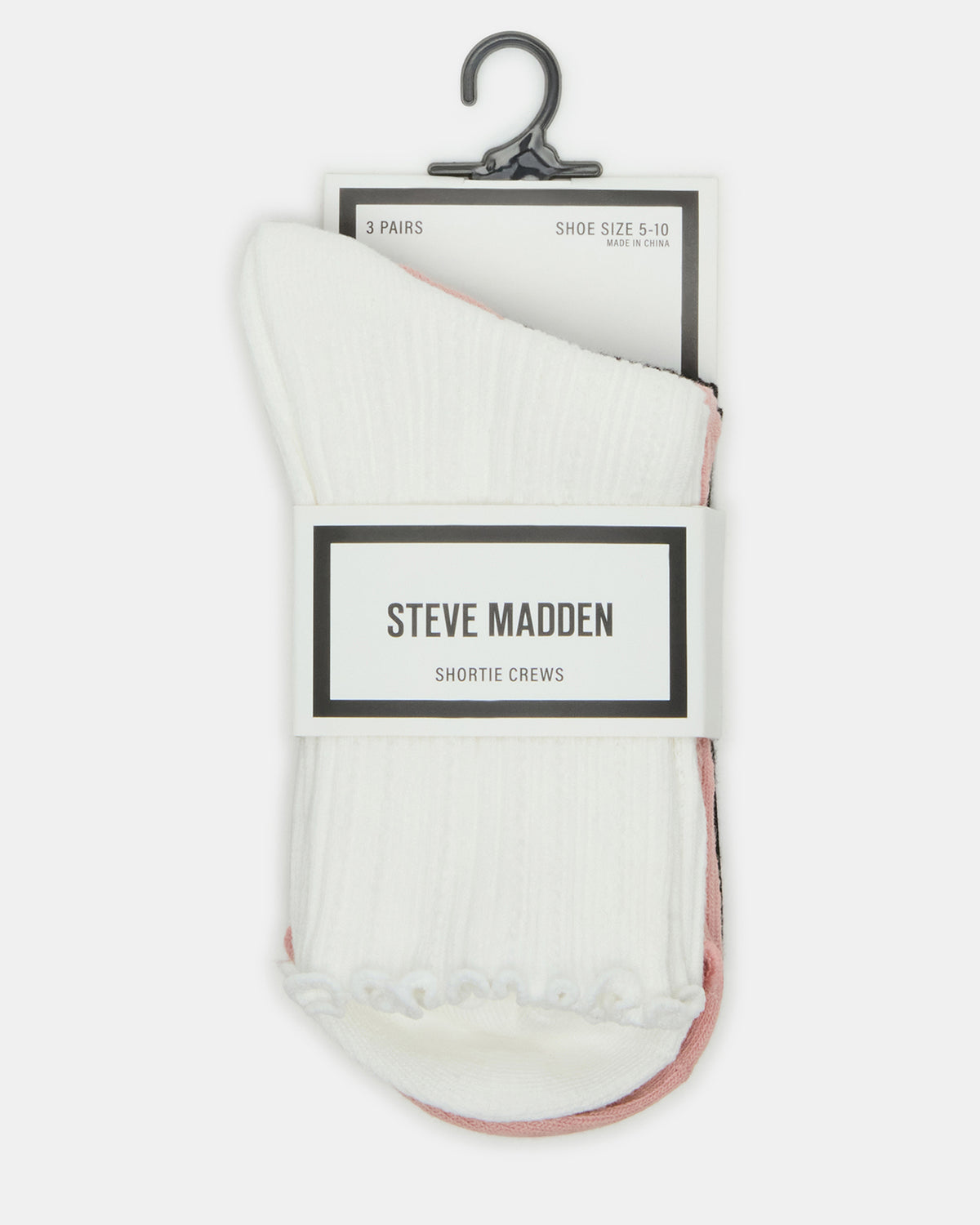 3 Pack Lettuce Edge Ribbed Women's Anklet Socks Multi | Steve Madden
