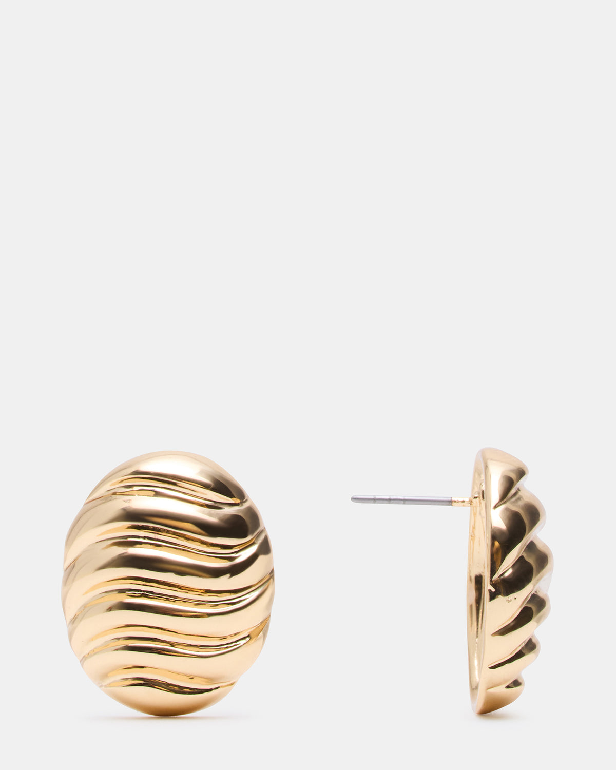 GROOVED CIRCULAR STUD EARRINGS GOLD Women's Sculpted Grooved Stud Earrings | Steve Madden