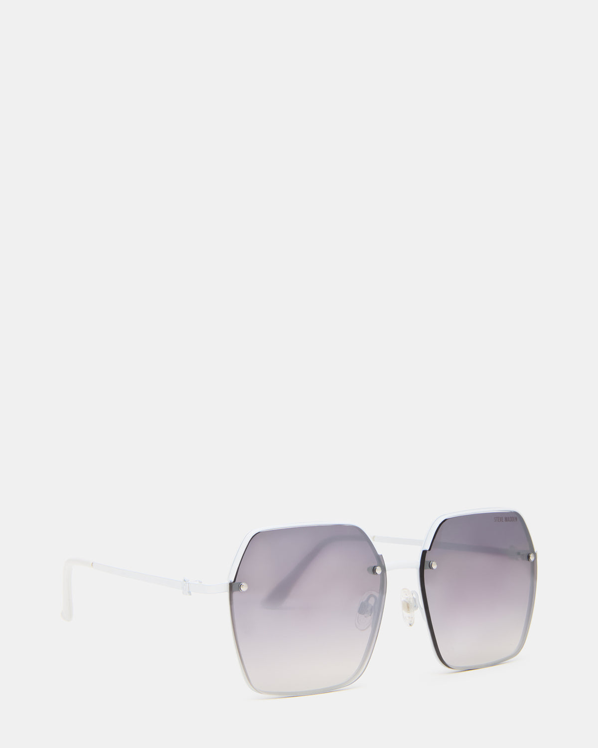 DAVIAN White Square Shiny Gradient Smoke Sunglasses | Steve Madden