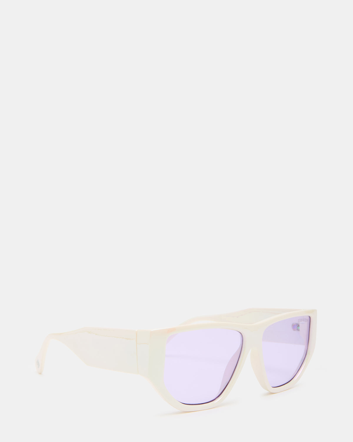 NICKO Off-White Iridescent Opaque Sunglasses | Steve Madden