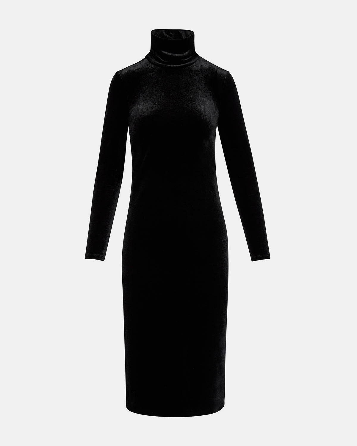 SKYLER Dress Black | Women's Long-Sleeved Turtleneck Velvet Dress | Steve Madden